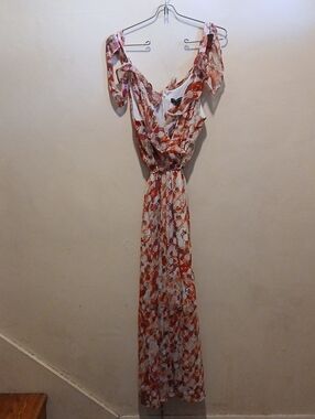 Lane Bryant Orange and White Floral Maxi Dress